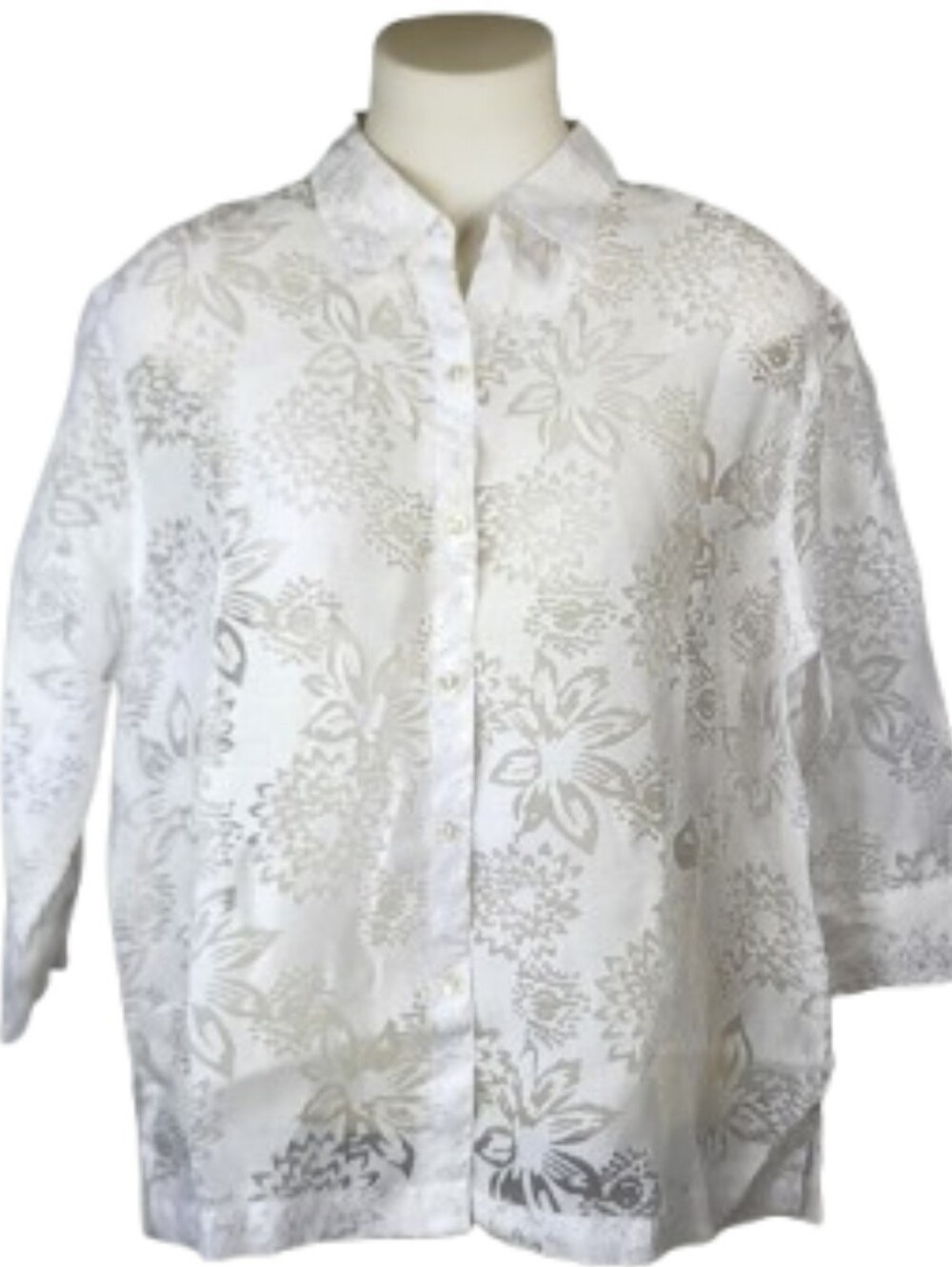 Notations White Sheer Lace Top Sz XL